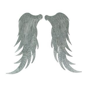 Pair of 2 Galvanized Metal Angel Wings Wall Art Indoor Outdoor Rustic Home Decor